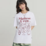 マルチーズクルーライングラフィック半袖Tシャツ