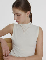 26SS★ Champagne Full Moon Silver Mary Bowl Necklace