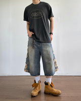 Destroyed Camouflage Denim Half Pants