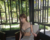 [ 3-piece / luxury staycation look ] billion black floral bikini