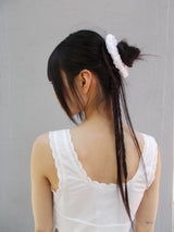 Crochet Heart Scrunch - White
