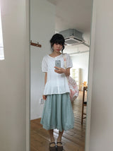 Chitoa Dot Chiffon Balloon Midi Skirt