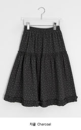 Bihina Flower Shirring Long Skirt