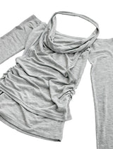 ドレープカウルネックホルターオフショルダーTシャツ