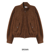 Rio High Neck Button Suede Jacket