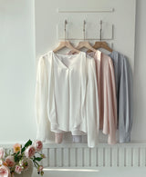 Lillian Pintuck Sleeve Chiffon Tie Blouse