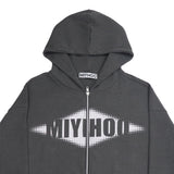 ロゴフーディーニットジップアップ ( チャコール )