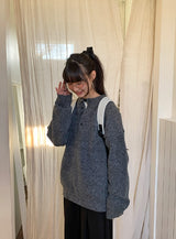 [unisex] ハインドレイブークレヘンリーネックオーバーニット