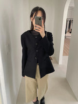 リンダ モックネック プリーツ ブラウス