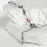 ss-Daisy flower motive array necklace_multi