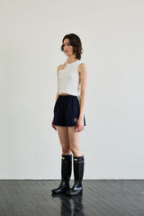 BEBE UNBALANCE SLEEVELESS TOP / WHITE