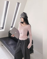 メローデザインロングスリーブカットソー (or Long-Sleeve Top)