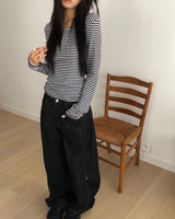 Yvonne Stripe Slim-Fit Long Sleeve Tee