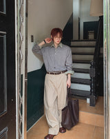 Onen One-Tuck Cotton Wide Slacks
