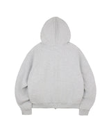 フロントレタリングフードジップアップ - Gray