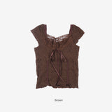 genti lace short sleeve blouse