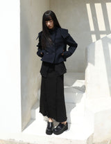 リブド ロング スカート(BLACK)
