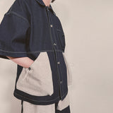 reverse terry pocket denim shortsleeve shirt_blue