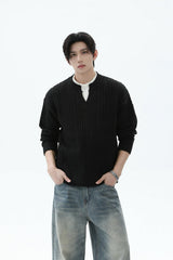Layered Look Cable Knit Sweater