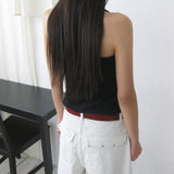 Button-up halter neck top