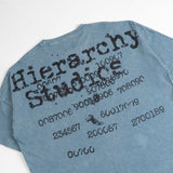 HIERARCHY STUDIOS TYPEWRITER - ウォッシュドブルータイプライターロゴワイドTシャツ