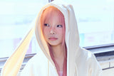 Ribbon bunny hood zip-up (soft yellow)
