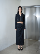 Zipper Cropped Shirts Black