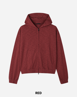 Roving Slub Cropped Hooded Zip-up