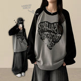 Duka heart color matching Nagrang ボックスフィットラウンドニット