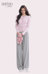 Baby Pink Cable Knit Cardigan