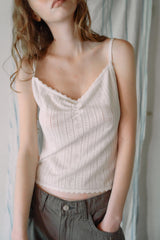 T/T アイレット シャーリング ニット トップ (white)