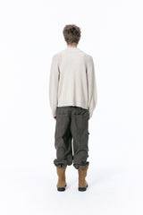 DAMAGED CROP NET KNIT ZIP UP (IVORY)