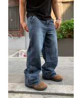 Back cut denim pants