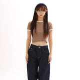 ソフトガールサマーリンガーTシャツ_ブラウン