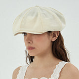 VA Curved Logo Easy Fit Newsboy Cap / Cream