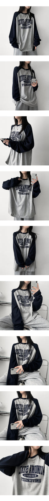 Tace loose fit coloring raglan long-sleeved shirt