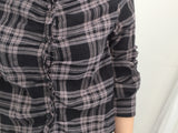 ruffle frill checkered short shirt
