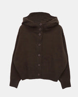 Kuan Hood High-Neck Buttoned Knit Cardigan