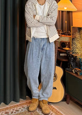 [virstyle original] INKKI two tuck Balloon Tapered Denim Pants 4COLOR