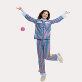 Spring and summer contrast color pajamas suit 100% cotton sleepwear