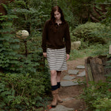 Multi Stripe Jersey Skirt_Navy