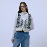 Nordic Knit Button Vest (IVORY)