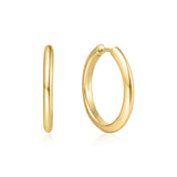 gold tube medium hoop 14k gold plating + 925 silver earrings E062-03G