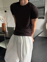 Ice tencel shoulder line half t-shirts(4color)