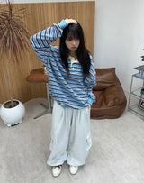 Pend Striped Collar Sweatshirt