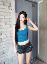 Beach Denim Low-Rise Shorts