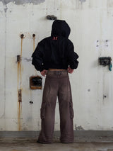 Circle Denim Bomber Jacket (Black)
