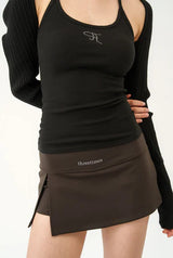 Jewel cross back tank top - black