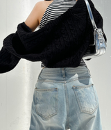 (FALL/WINTER ITEM) VIVID THICK KNIT LOOSE-FIT LAYERED CABLE-KNIT BOLERO CARDIGAN - 2 COLOR