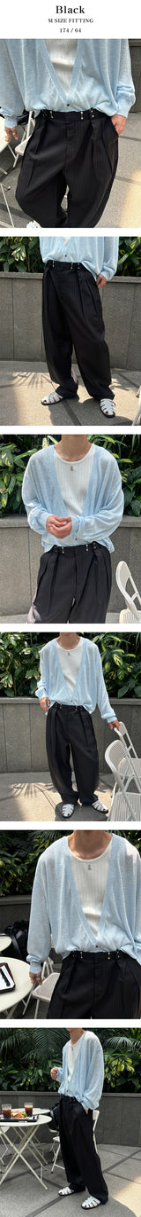 [S/S] ダブルストライプタックワイドスラックス(3color)